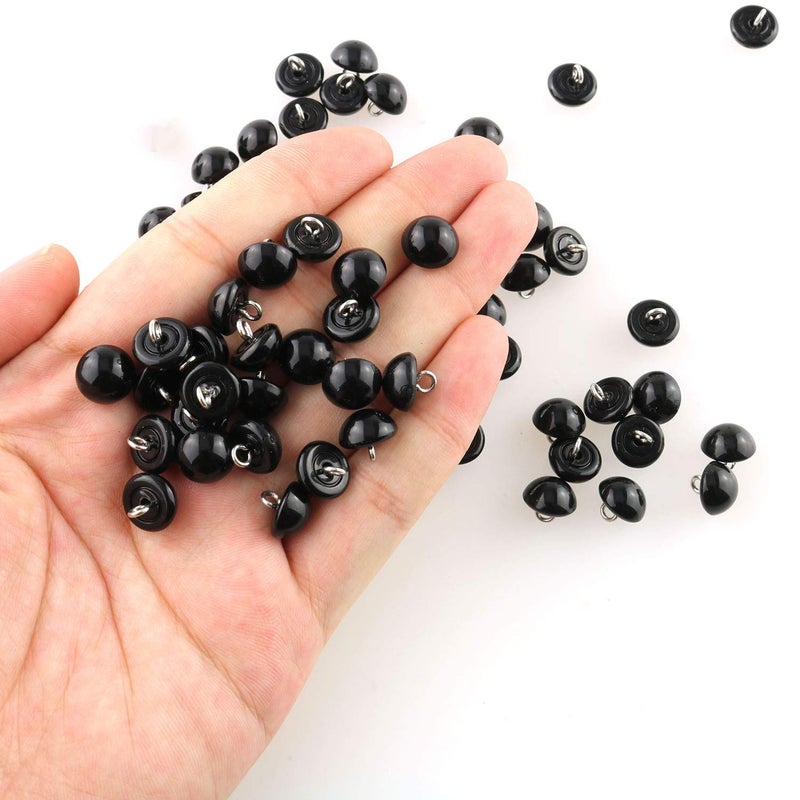 تيج أزرار لؤلؤية من تيغ، 50 قطعة، 10 مم، خرز أسود، نصف كرة، غطاء قبة، أزرار سلكية حلقية، مناسبة للأعمال اليدوية، والملابس، وفساتين الزفاف، وسجل القصاصات، ومشاريع الأعمال اليدوية. - Image 2